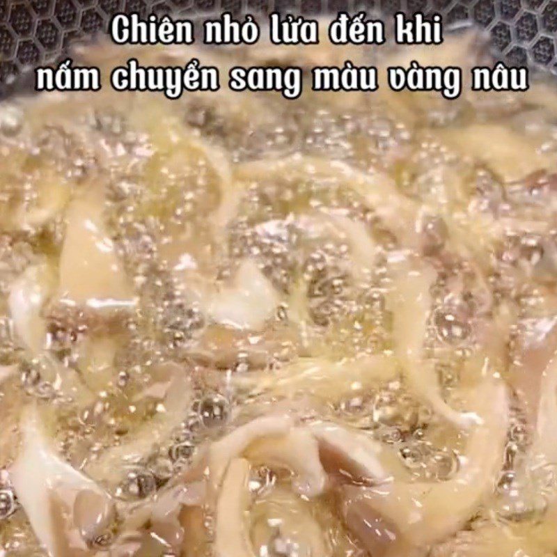 Step 2 Fry the mushrooms for Oyster Mushroom Salad