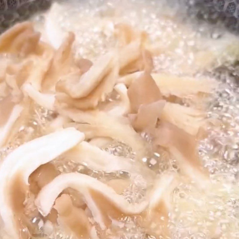 Step 2 Fry the mushrooms for Oyster Mushroom Salad