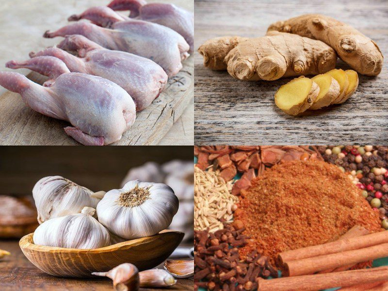 Ingredients for Five-Spice Quail dish