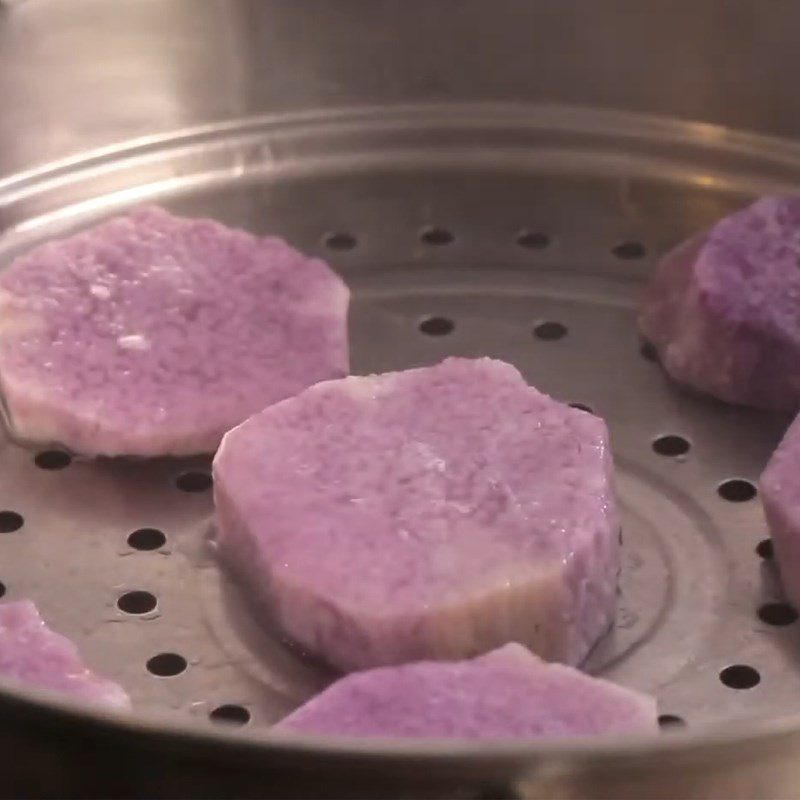 Step 1 Prepare purple yam Fried sticky rice cake with purple yam filling