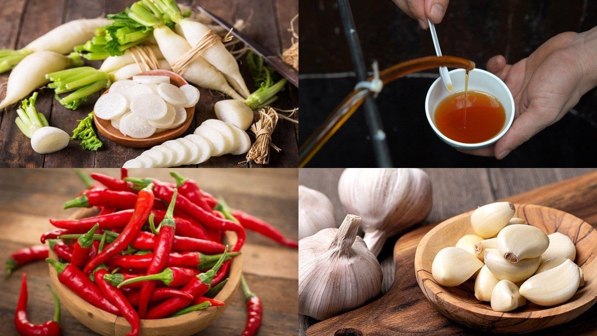 Ingredients for pickled radish in fish sauce