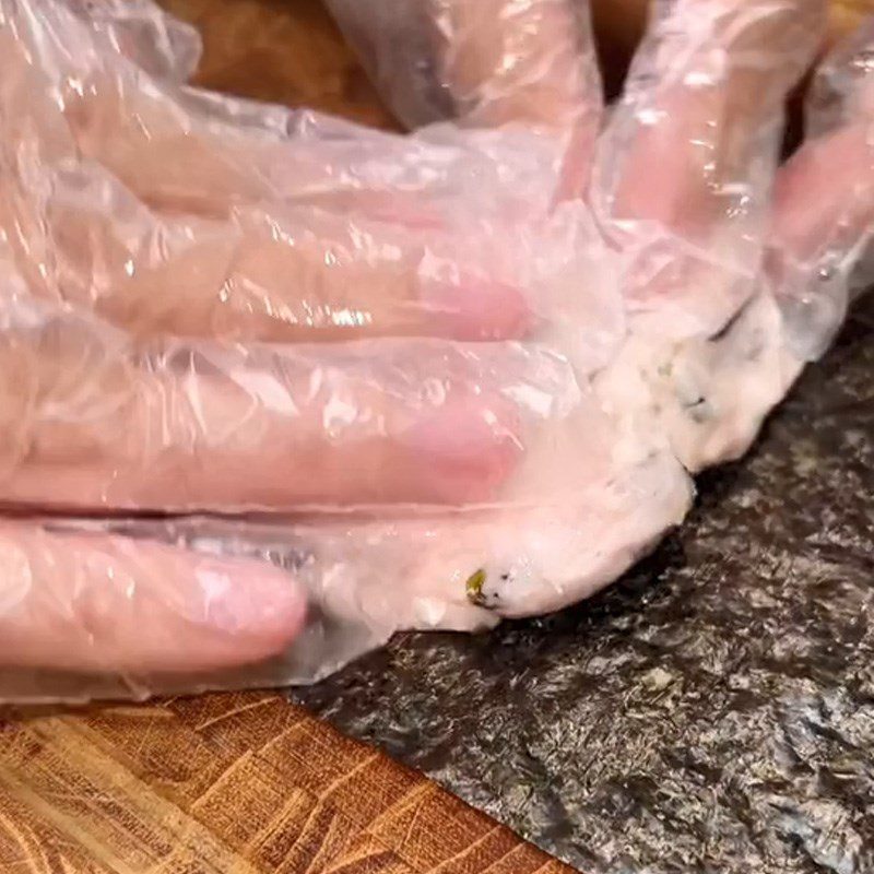 Step 2 Roll the pork with seaweed for Seaweed Spring Rolls (Recipe shared from TikTok Cooking with TasteVN)