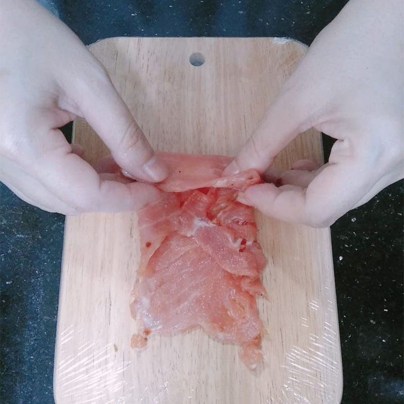 Step 3 Wrap the cheese for Cheese-wrapped Meat