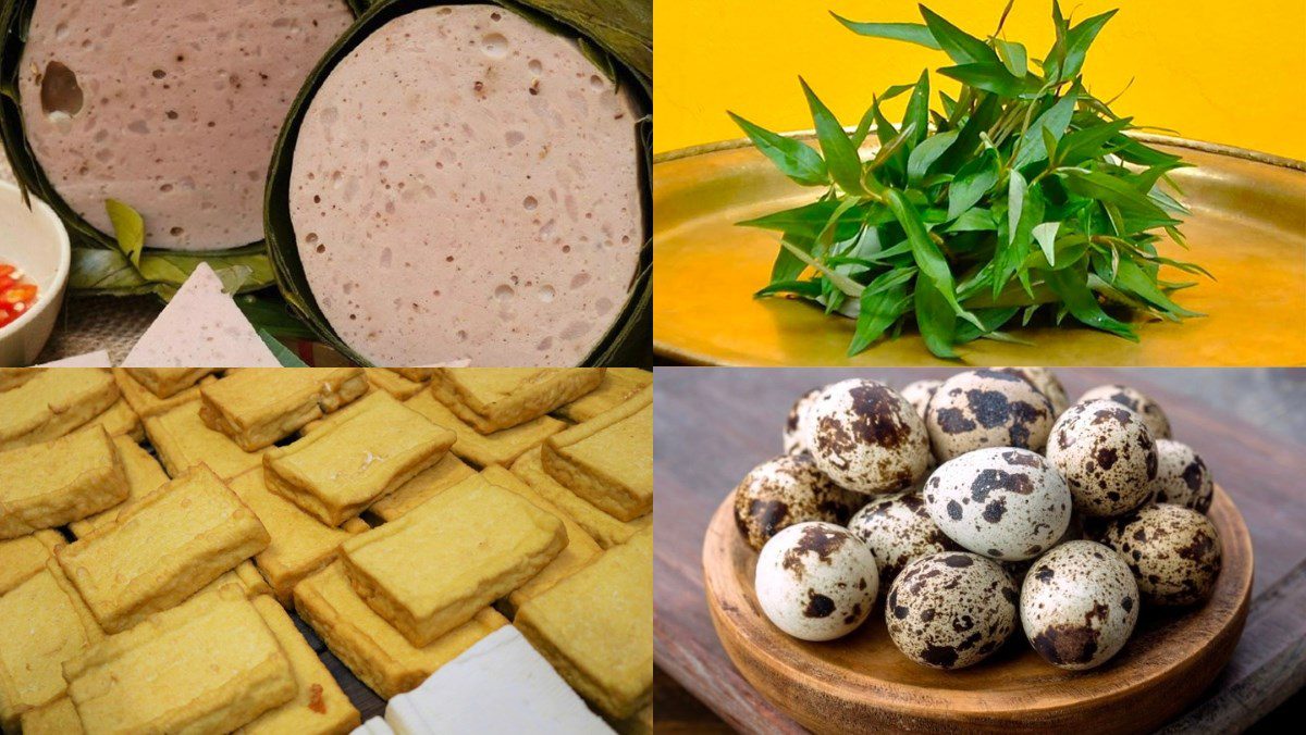 Ingredients for steamed tofu with Vietnamese mint