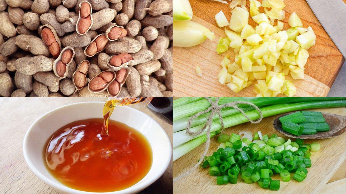 Ingredients for the dish of braised peanuts