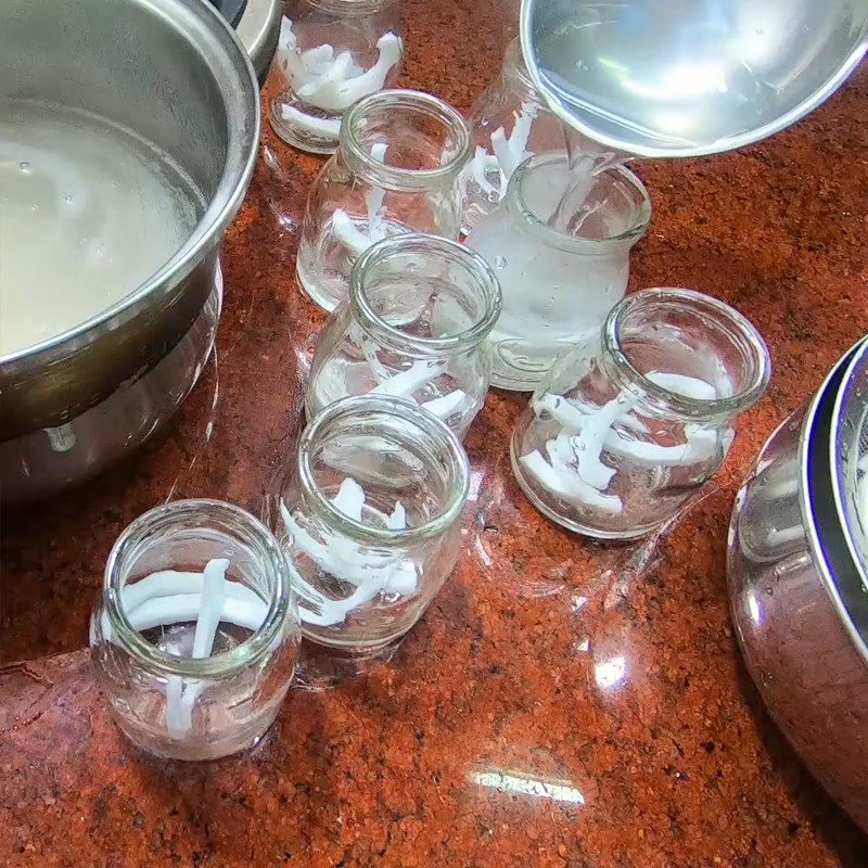 Step 4 Pour into molds and set the jelly Coconut jelly strands coconut milk