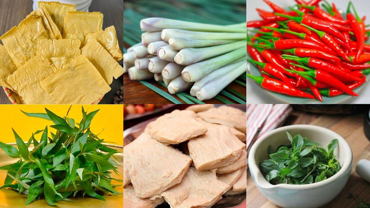 Ingredients for vegetarian stuffed lemongrass dish