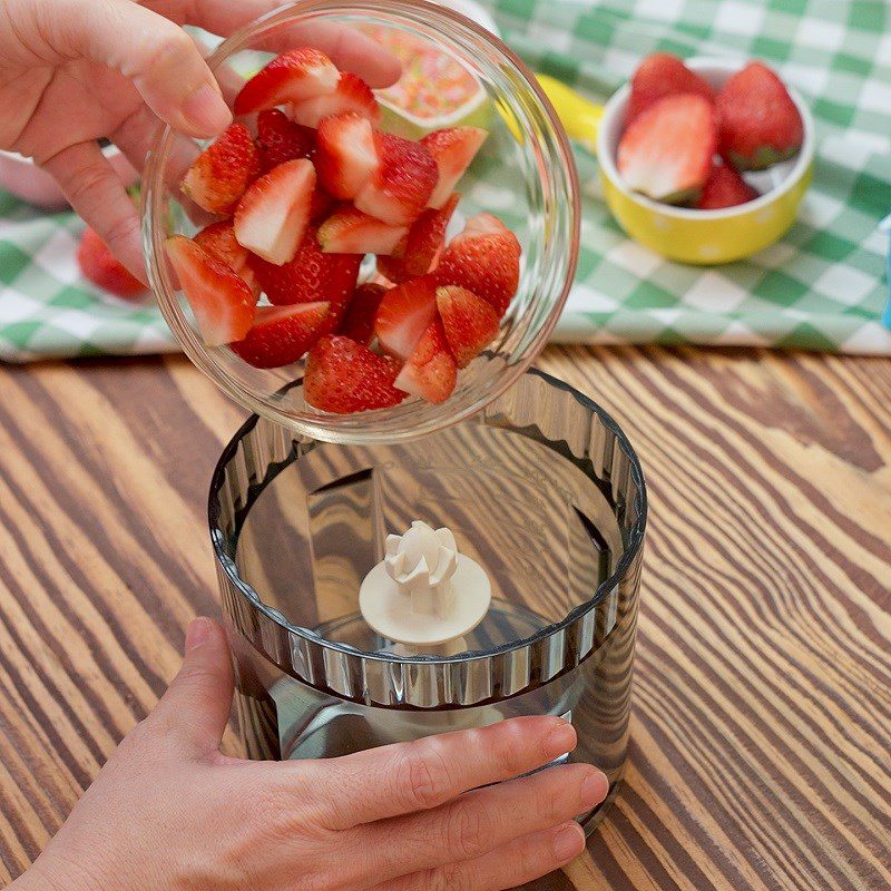 Step 1 Prepare and blend strawberries Strawberry Milk Popsicles