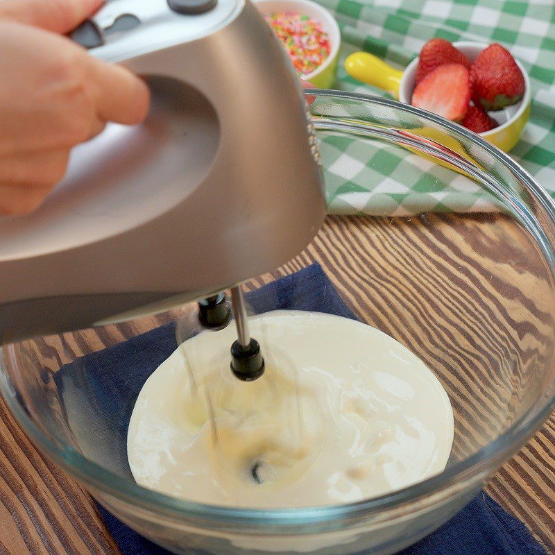 Step 2 Whip the cream Strawberry Milk Popsicles