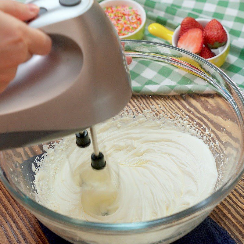 Step 2 Whip the cream Strawberry Milk Popsicles