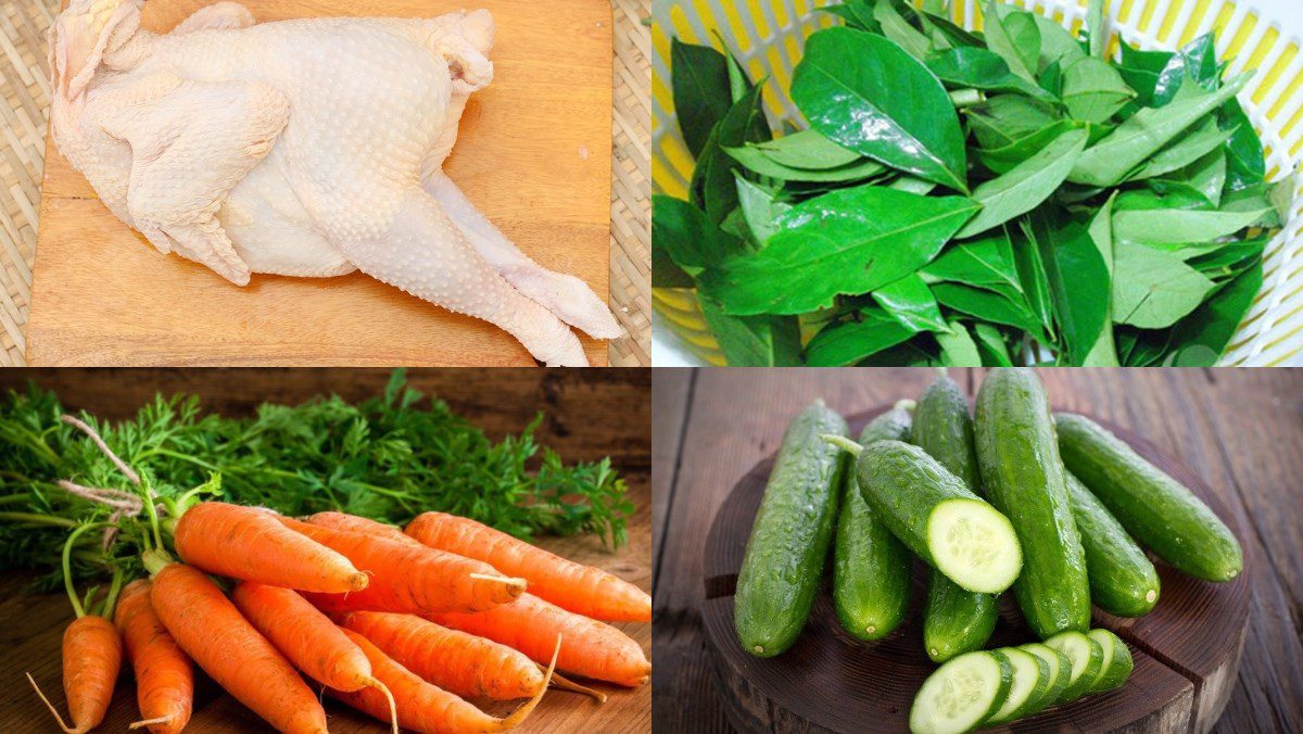 Ingredients for grilled chicken with Mac Mat leaves using an oven