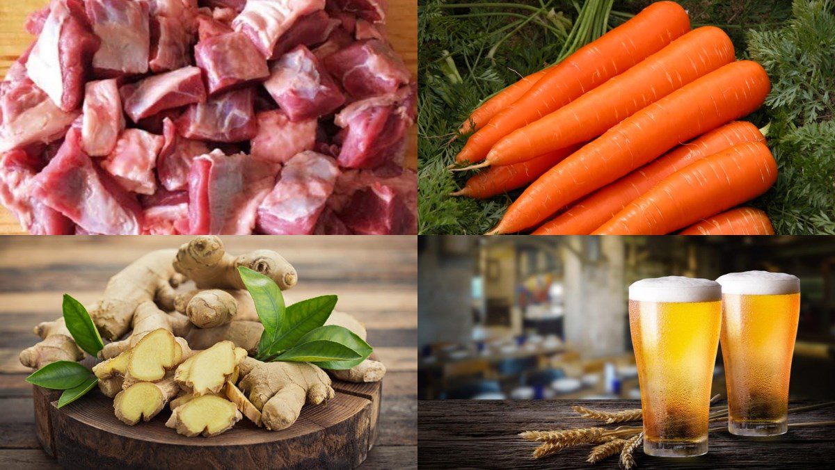 Ingredients for the dish of braised beef tendons