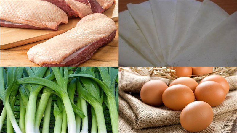 Ingredients for duck spring rolls (duck fried rolls)