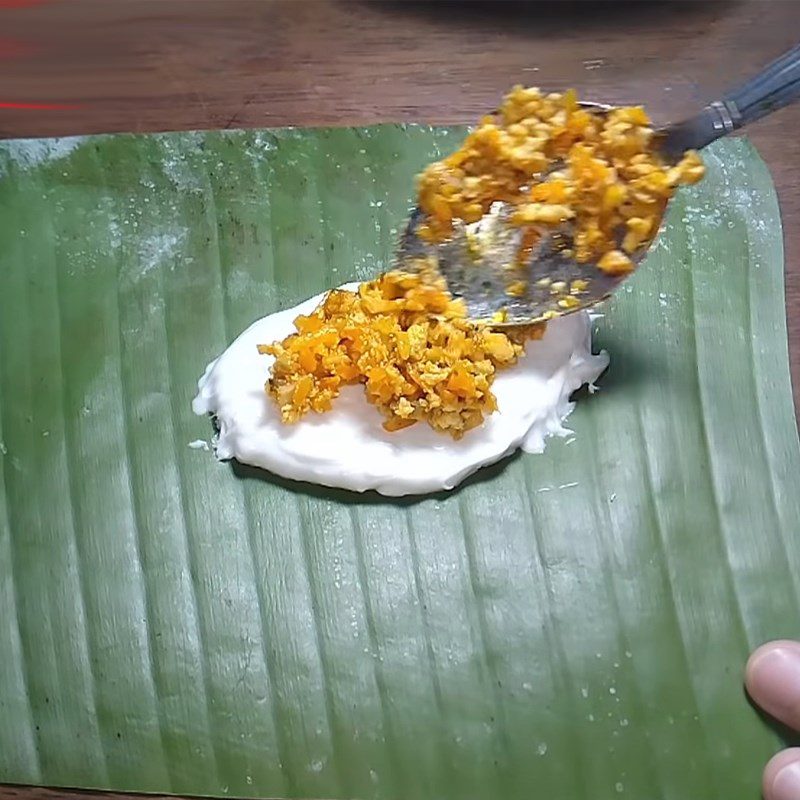 Step 6 Wrapping the cake Vegetarian Banh Nam with mushroom filling