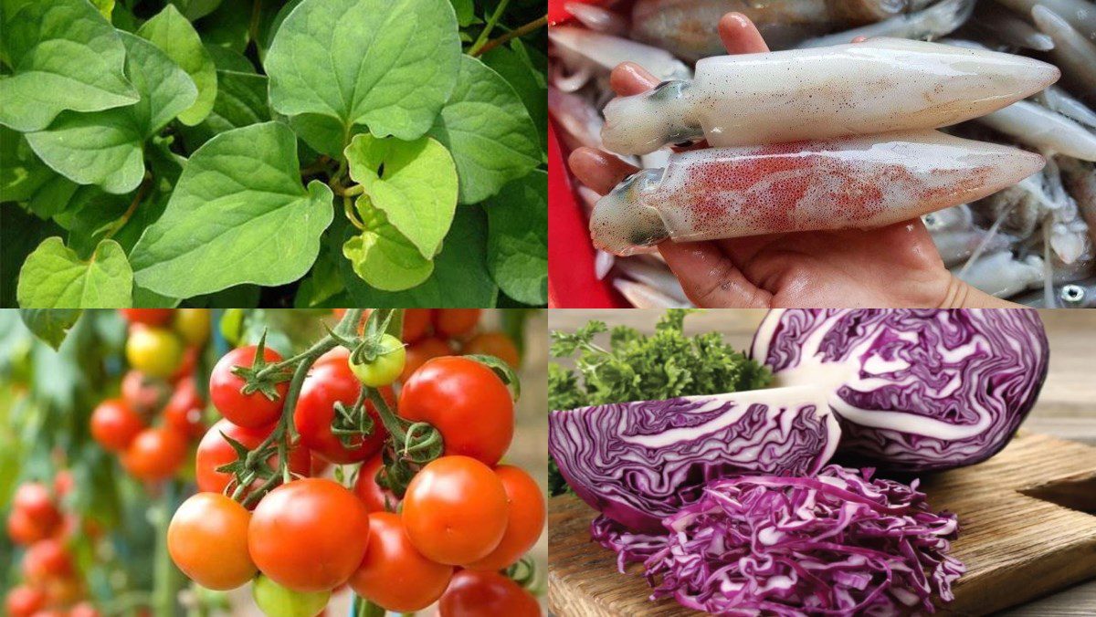 Ingredients for the dish of fish salad with rice paddy herb