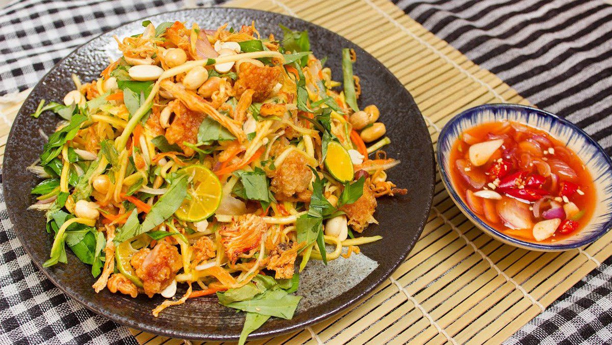 Dried Mango Salad with Crispy Chicken Skin