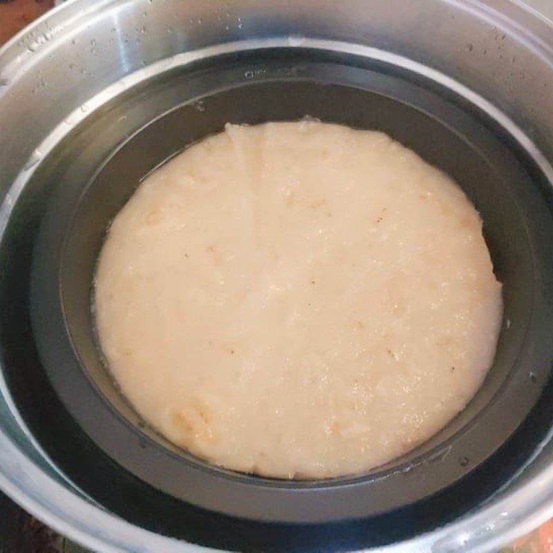 Step 3 Steaming the cake Steamed banana cake with rice flour and canned coconut milk