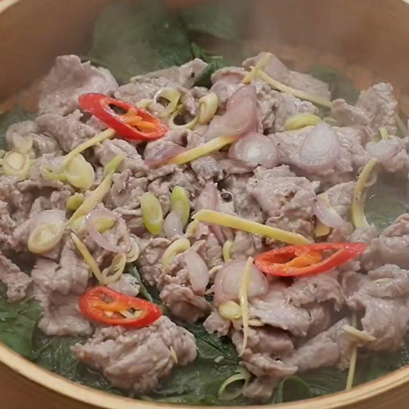 Step 3 Steamed beef with perilla leaves (Recipe shared from Tiktok Cooking with TasteVN)