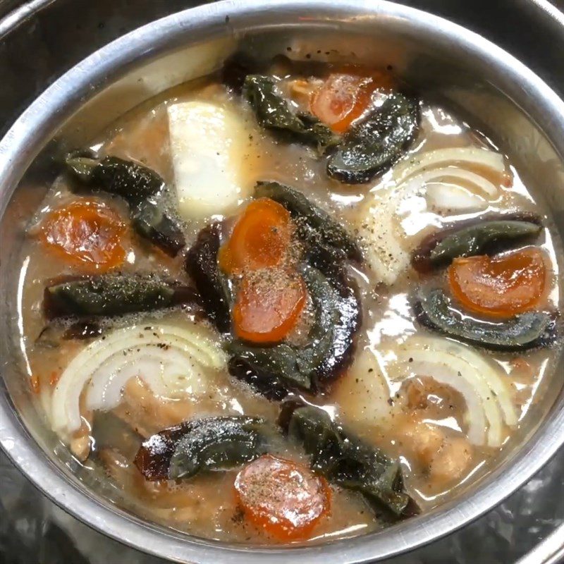 Step 4 Steamed Eggs Steamed eggs with straw mushrooms and salted century eggs