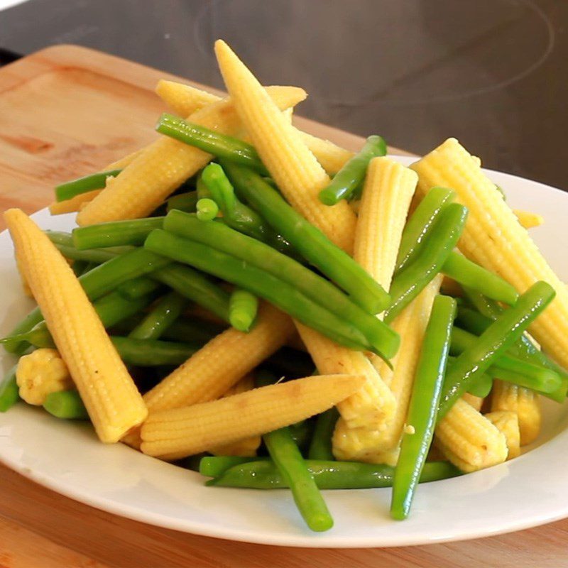 Step 3 Completed Baby corn stir-fried with green beans