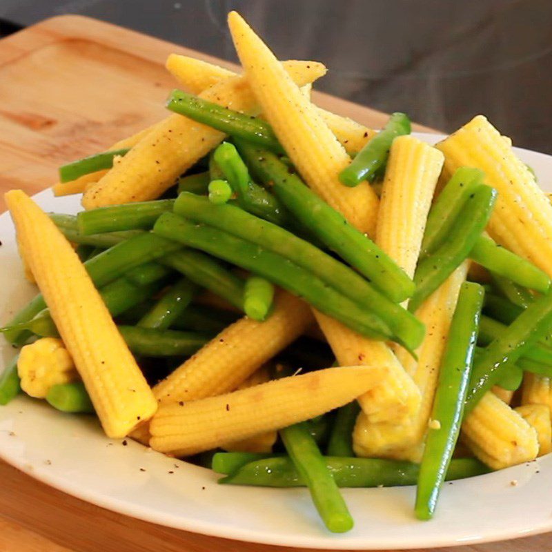 Step 3 Completed Baby corn stir-fried with green beans