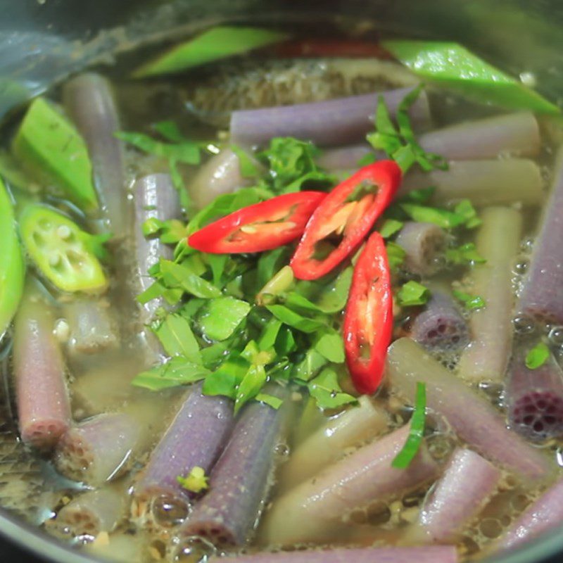 Step 5 Completion of sour soup with wild snakehead fish