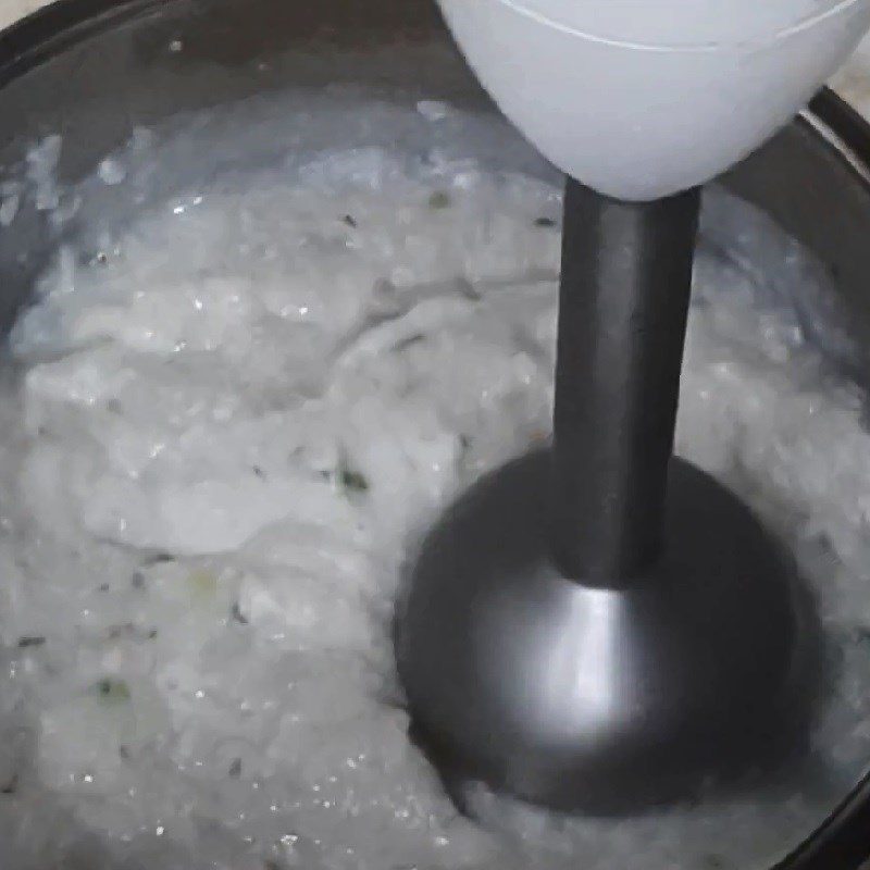 Step 5 Completing the porridge Barramundi porridge for baby weaning with taro
