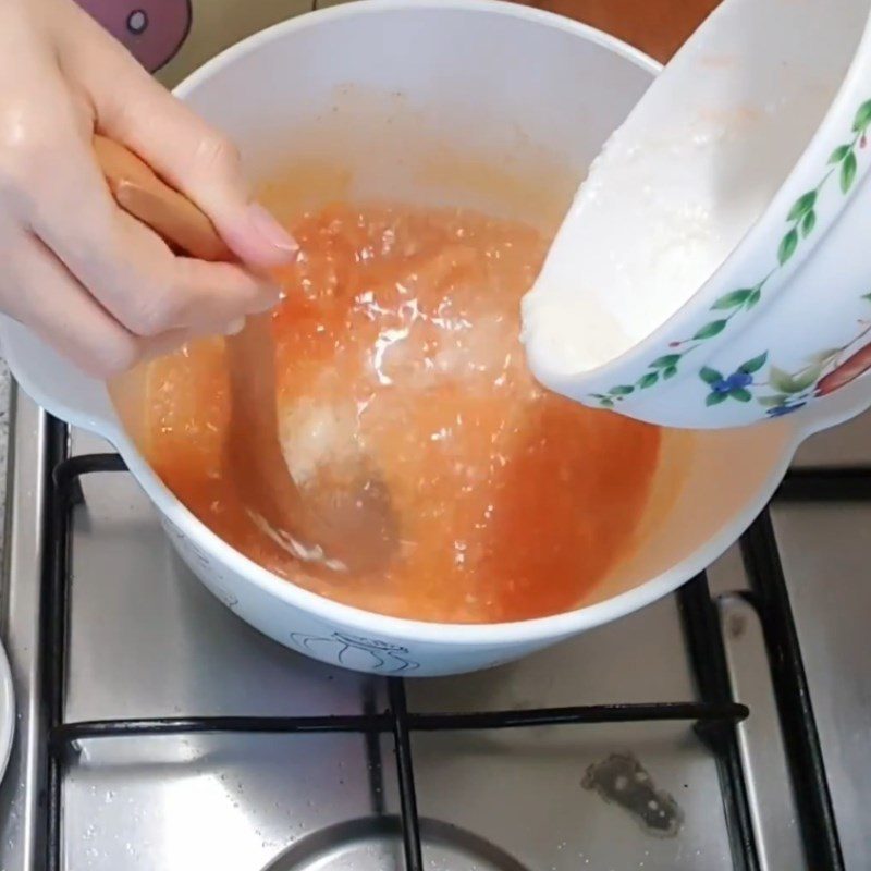 Step 3 Complete the porridge Tomato porridge with tofu and minced meat