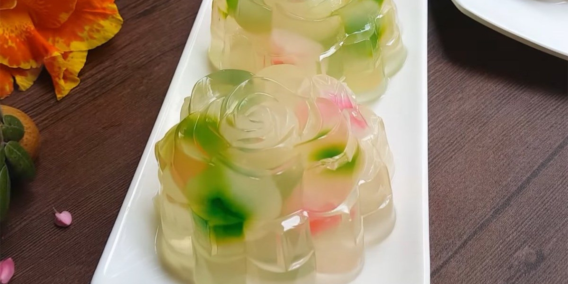 how to make fragrant rainbow jelly with pandan leaves delicious 05759