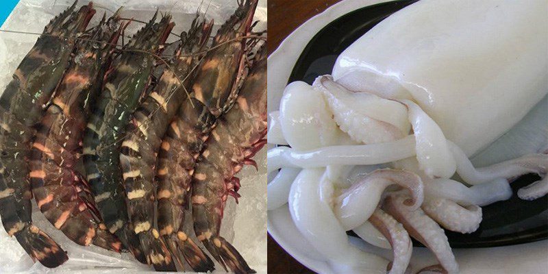 Ingredients for Thai shrimp and squid salad