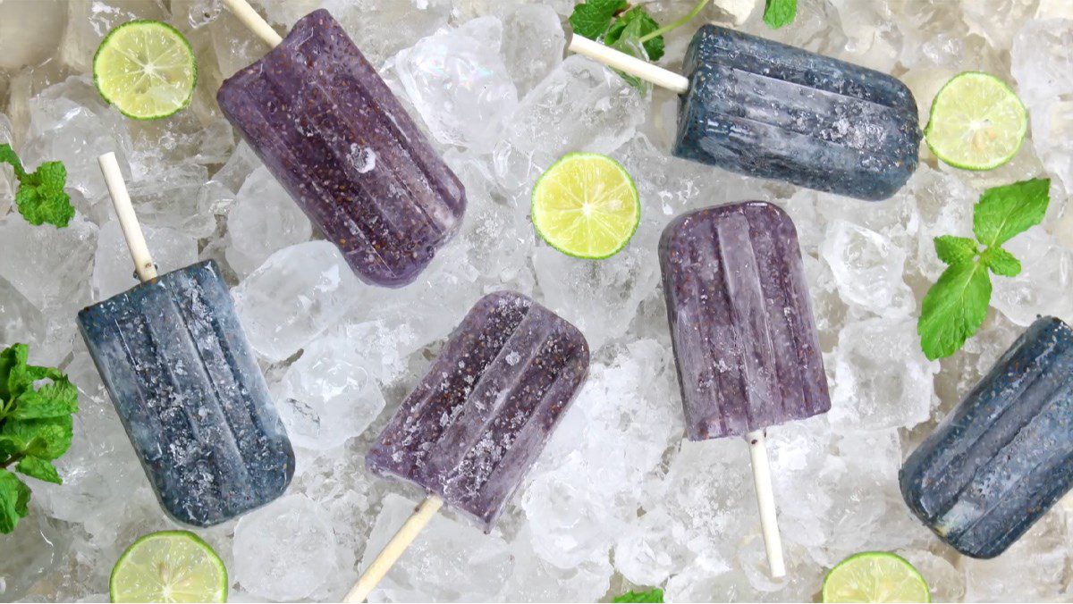 Butterfly pea flower chia seed ice cream