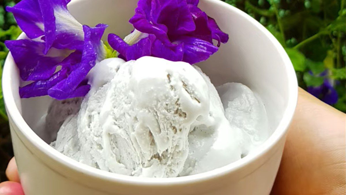 Butterfly pea flower milk ice cream