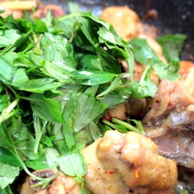 Step 4 Braised chicken with basil Braised chicken with basil