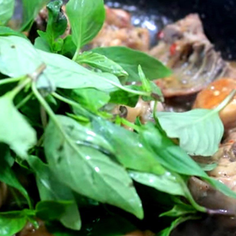Step 4 Braised chicken with basil Braised chicken with basil