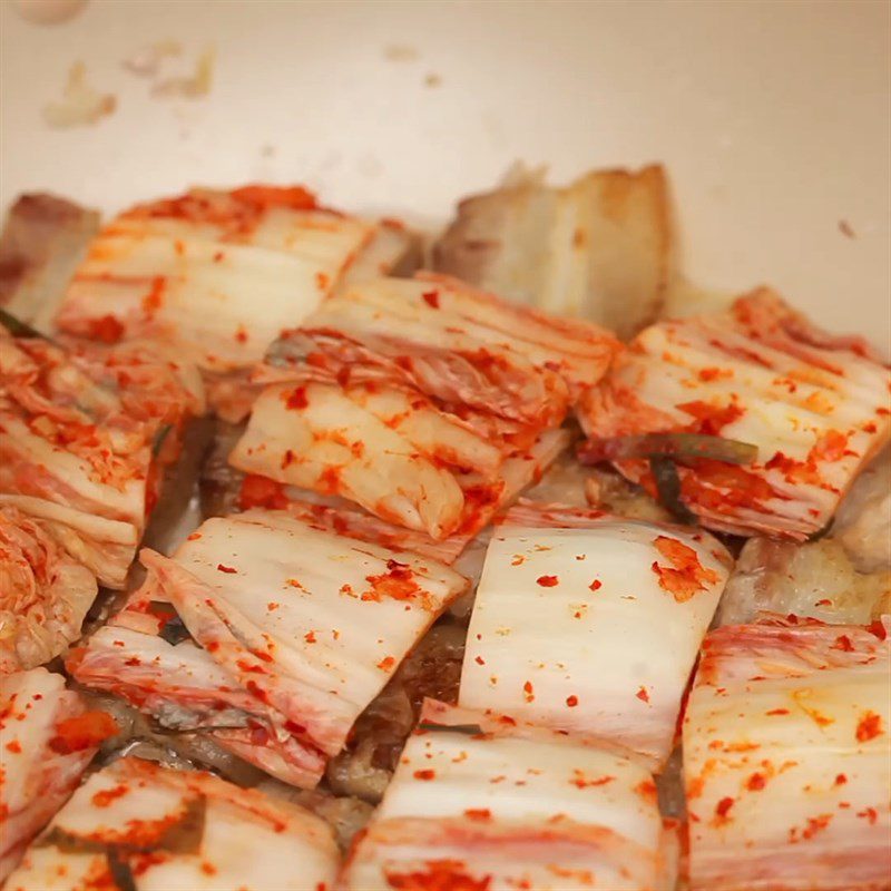 Step 4 Braised meat with kimchi Spicy Kimchi Braised Pork Belly Korean Style