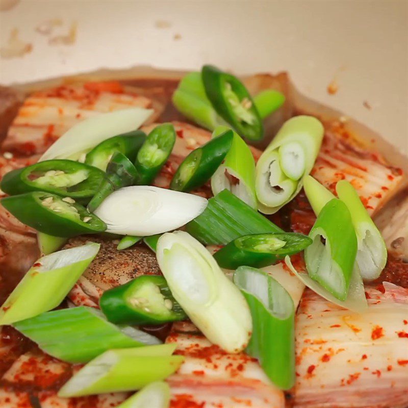 Step 4 Braised meat with kimchi Spicy Kimchi Braised Pork Belly Korean Style