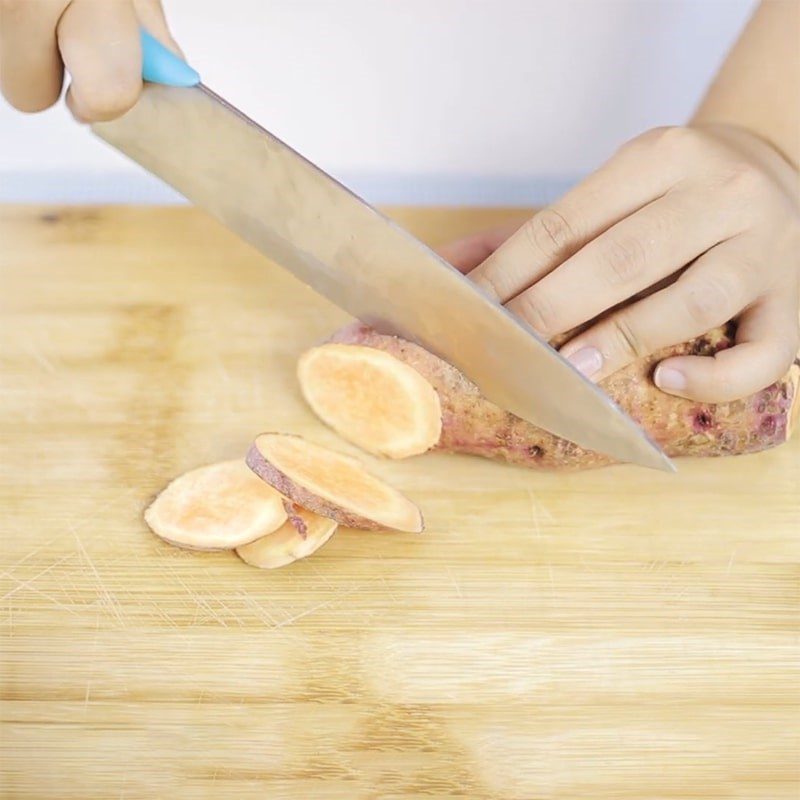 Step 2 Slice the sweet potatoes thinly for Baked sweet potatoes with butter using an air fryer