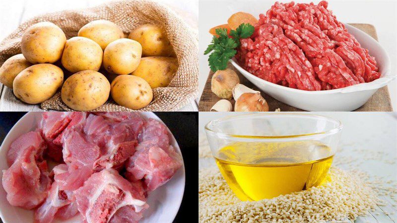 Ingredients for potato meatball soup