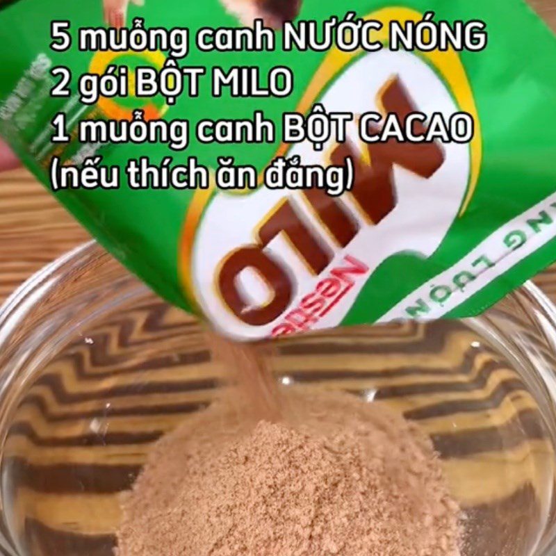 Step 1 Dissolve the Milo powder Chocolate Cacao Cake (Recipe shared by Tiktok Let's Cook with TasteVN)