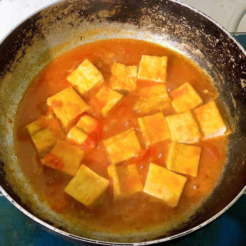 Step 2 Making tofu with tomato sauce Vegetarian tofu with tomato sauce