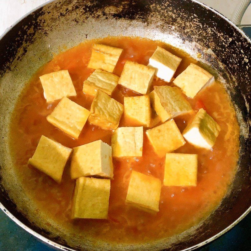 Step 2 Making tofu with tomato sauce Vegetarian tofu with tomato sauce