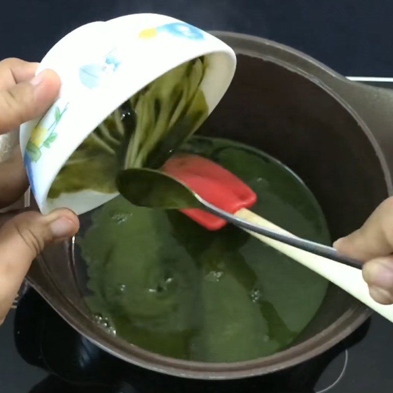 Step 4 Make the matcha jelly layer Matcha jelly with red beans