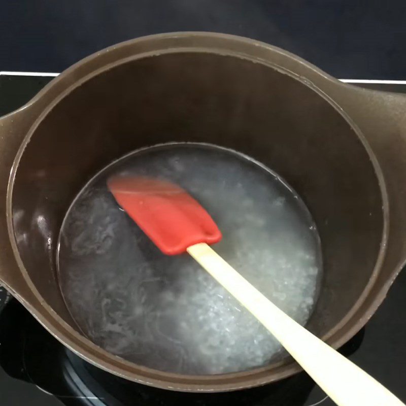 Step 4 Make the matcha jelly layer Matcha jelly with red beans