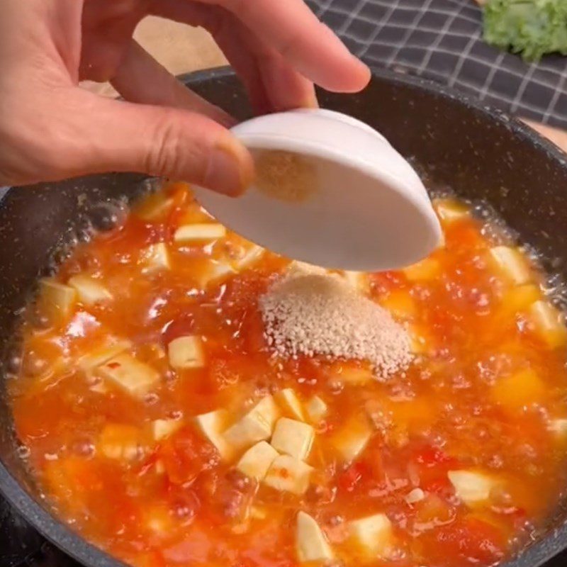 Step 3 Making satay sauce Eggplant with tomato sauce (Recipe shared by Tiktok Vegetarian Kitchen XANH)