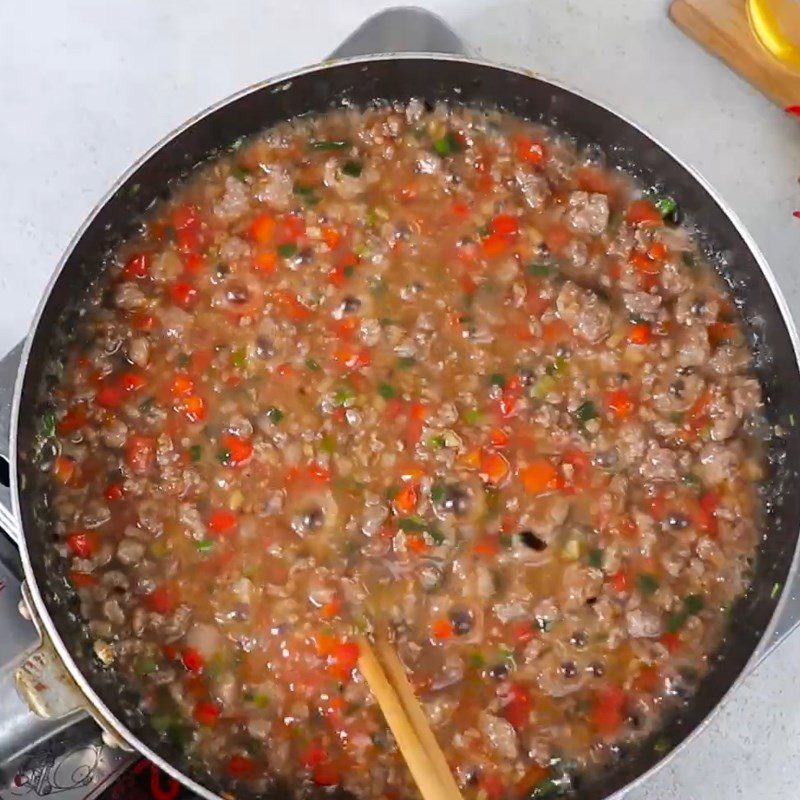 Step 5 Making minced meat sauce Vegetable balls with minced meat sauce