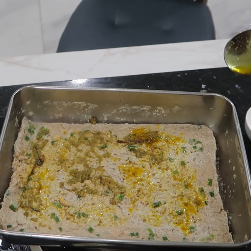 Step 5 Make and steam the crab cake Bún riêu cua đồng