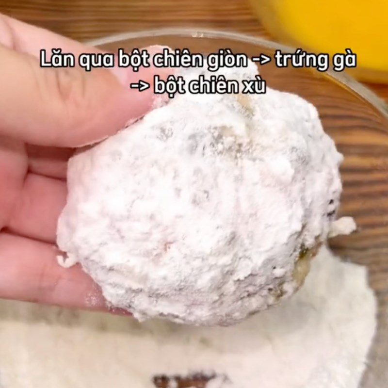 Step 4 Coat with batter Crispy potato shrimp cake (Recipe shared by Tiktok Let's Cook with TasteVN)