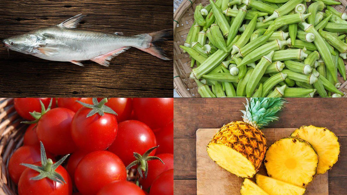 Ingredients for spicy and sour catfish hot pot, catfish hot pot dipped in vinegar