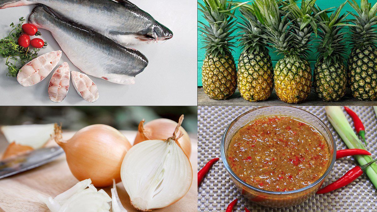 Ingredients for sour and spicy catfish hotpot, catfish hotpot dipped in vinegar