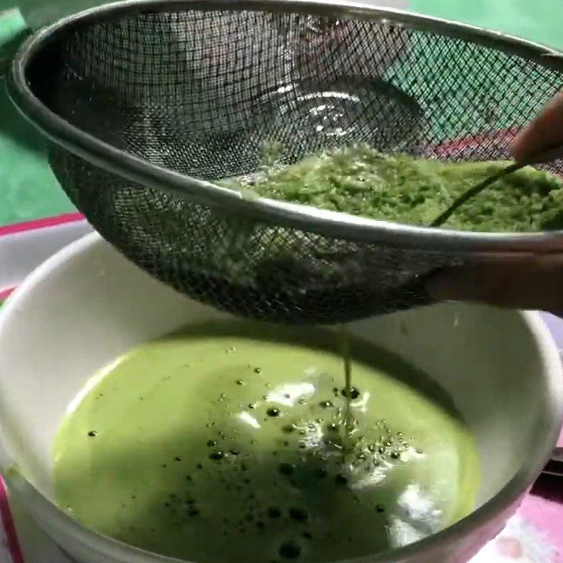 Step 3 Strain pandan water Pandan taro milk